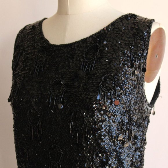 Vintage 1960s Womens Top, Forecast Shops Beaded and Sequined Sweater Blouse, Hon - Picture 6 of 10
